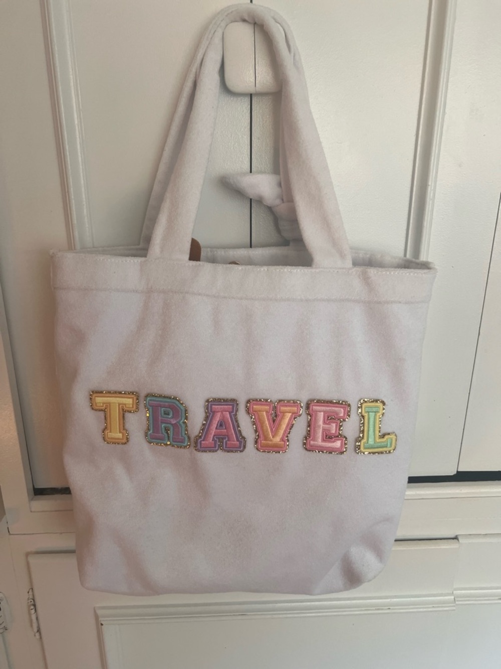 Stoney Clover Lane White Terry TRAVEL tote
